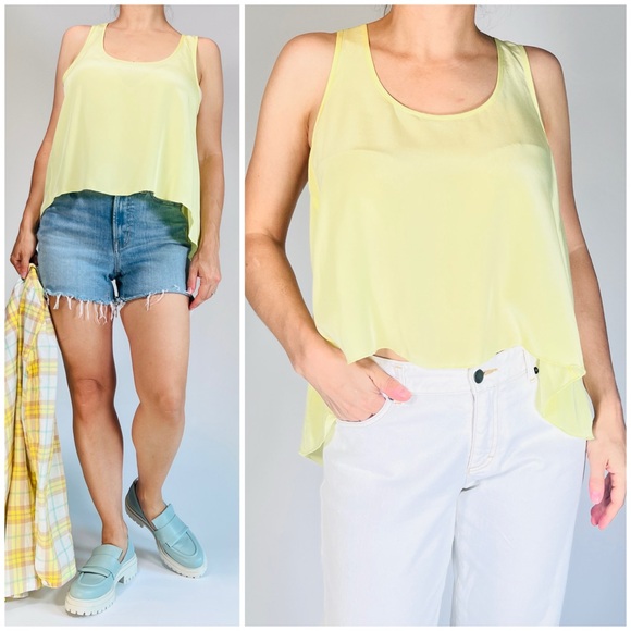 Bar III 100% Silk Flowy Tank Top size M Yellow - Picture 1 of 10